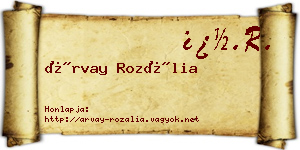 Árvay Rozália névjegykártya